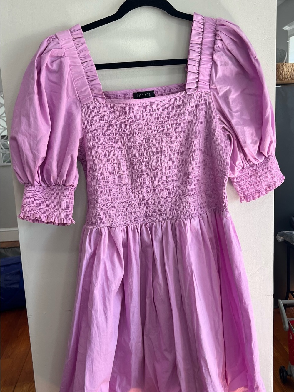 Womens’ Purple Puff Sleeve Smocked Dress